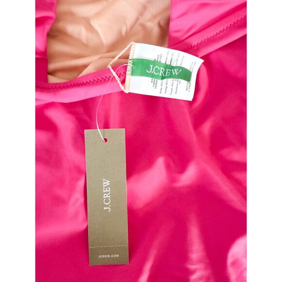 J. Crew | NWT | Ruched ruffle one-piece swimsuit in Radiant Fuchsia | Sz 10 - Picture 8 of 13